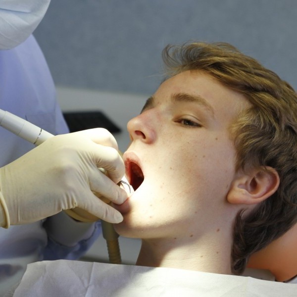 Boy in a dental chair
